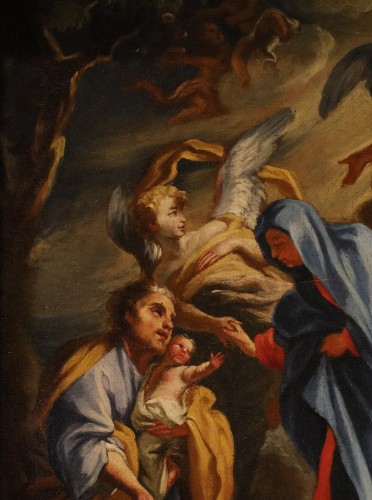 Antiquités - La Sainte Famille avec des anges (esquisse), école italienne du 17e siècle