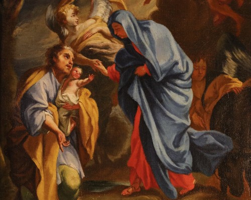 Antiquités - La Sainte Famille avec des anges (esquisse), école italienne du 17e siècle