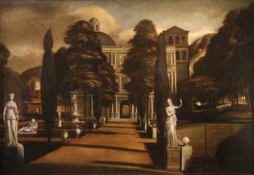 Vue d'une villa avec jardin à l'italienne, Isaac de Moucheron (1667 - 1744)