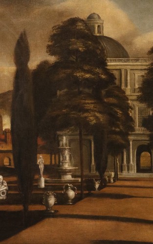 Vue d'une villa avec jardin à l'italienne, Isaac de Moucheron (1667 - 1744) - Antichità Castelbarco