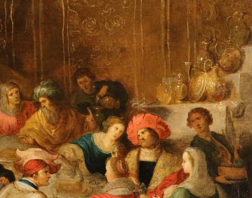 Les Noces de Cana, école flamande du 17e siècle attribué à Frans Francken II (1581 – 1642) - Antichità Castelbarco