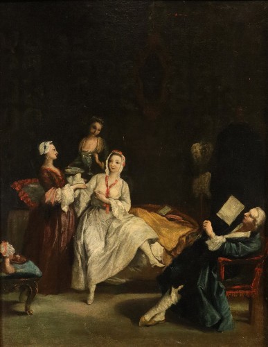 Le réveil de la dame, école italienne du 18e siècle