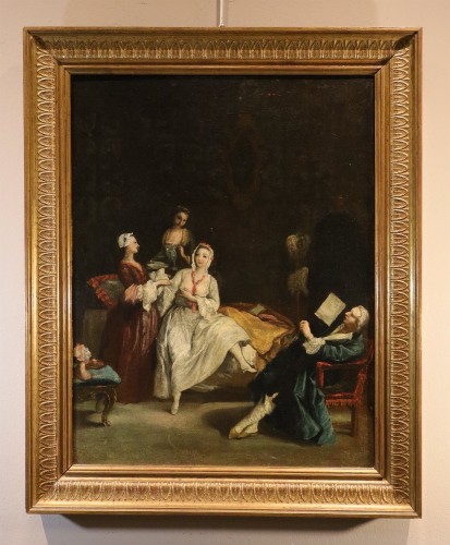 Le réveil de la dame, école italienne du 18e siècle - Tableaux et dessins Style Louis XV