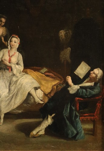 XVIIIe siècle - Le réveil de la dame, école italienne du 18e siècle