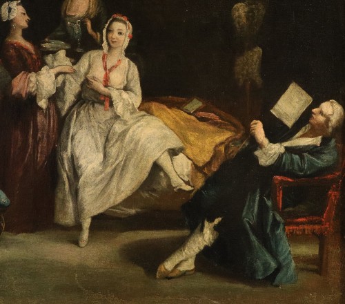 Le réveil de la dame, école italienne du 18e siècle - Louis XV