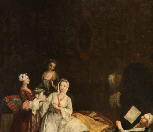 Louis XV - Le réveil de la dame, école italienne du 18e siècle