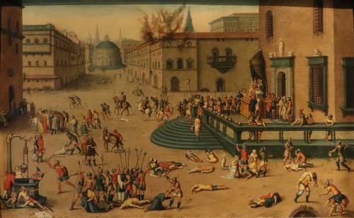 Le massacre ordonné par les Triumvirs, École française fin du 16e siècle