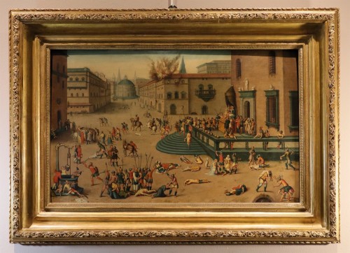 Le massacre ordonné par les Triumvirs, École française fin du 16e siècle - Tableaux et dessins Style 