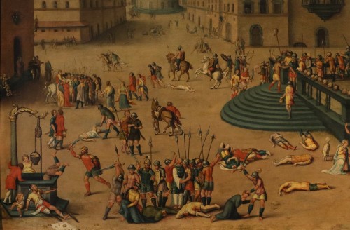 Le massacre ordonné par les Triumvirs, École française fin du 16e siècle - Antichità Castelbarco