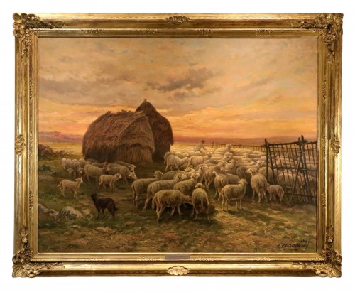 Paysage au coucher du soleil, Charles Ferdinand Ceramano (1829 – 1909)