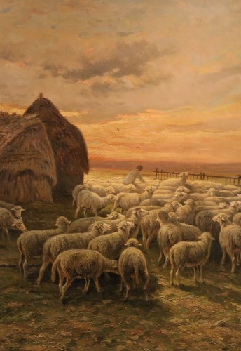 Tableaux et dessins Tableaux XIXe siècle - Paysage au coucher du soleil, Charles Ferdinand Ceramano (1829 – 1909)