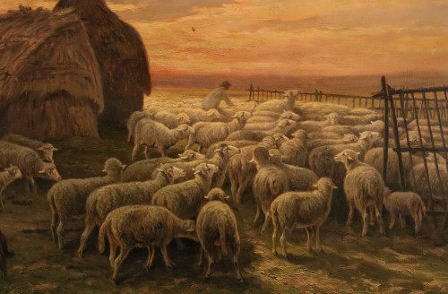Restauration - Charles X - Paysage au coucher du soleil, Charles Ferdinand Ceramano (1829 – 1909)