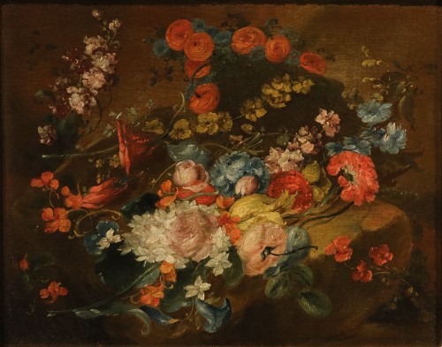 XVIIIe siècle - Paire de natures mortes florales, attribué à Antoine Monnoyer (1671 - 1747)