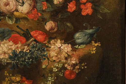 Louis XIV - Paire de natures mortes florales, attribué à Antoine Monnoyer (1671 - 1747)