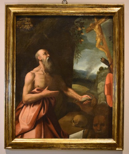 Saint Jérôme, Atelier d'Alessandro Bonvicino (1498 - 1554) dit Il Moretto  - Tableaux et dessins Style Louis XIII