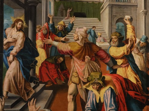 XVIe siècle et avant - Christ chassé du Temple de Jérusalem, atelier de Maarten de Vos (Anvers, 1532 - 1603)