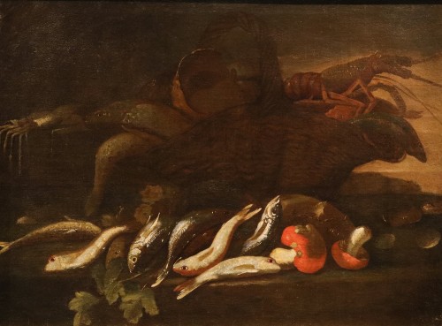 Paintings & Drawings  - Pair Of Still Lifes With Fishs, attributed toElena Recco (1654 - 1700) 