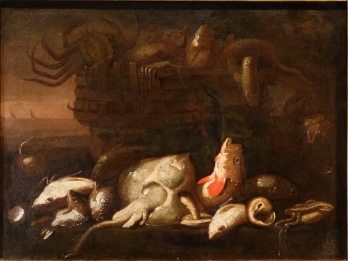 Pair Of Still Lifes With Fishs, attributed toElena Recco (1654 - 1700)  - 