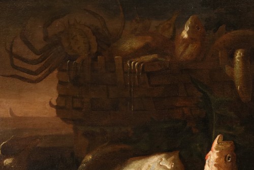 17th century - Pair Of Still Lifes With Fishs, attributed toElena Recco (1654 - 1700) 