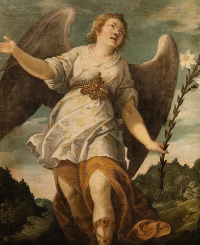 Tableaux et dessins Tableaux XVIIe siècle - L'ange annonciateur, école espagnole du 17e siècle attribué à Bartolomé Román (vers 1587 –1647)