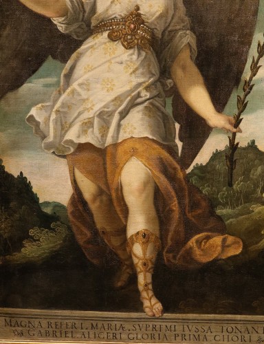 L'ange annonciateur, école espagnole du 17e siècle attribué à Bartolomé Román (vers 1587 –1647) - Antichità Castelbarco