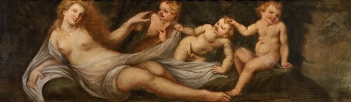 Vénus avec trois putti, Federico Cervelli (1625 – 1700) - Tableaux et dessins Style Louis XIII