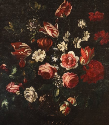 Tableaux et dessins Tableaux XVIIe siècle - Nature morte avec vase de fleurs, Atelier de Giovanni Stanchi (1608 - 1675)