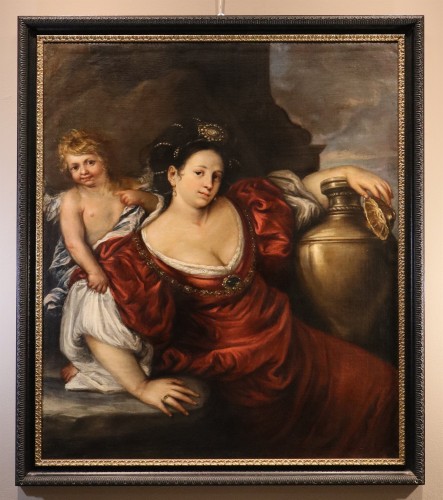 Queen Artemisia With A Cupid, workshop of  Francesco Cairo (1607–1665)  - Paintings & Drawings Style Louis XIII