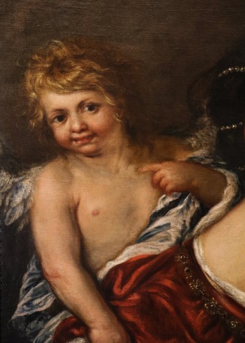 Antiquités - Queen Artemisia With A Cupid, workshop of  Francesco Cairo (1607–1665) 
