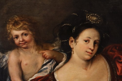 Antiquités - Queen Artemisia With A Cupid, workshop of  Francesco Cairo (1607–1665) 
