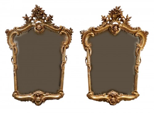 Pair Of Mirrors, Italy (naples), 18th Century (louis XIV Style)