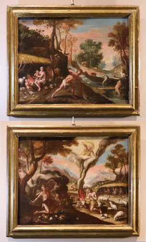 Adam et Ève après le péché / Les sacrifices de Caïn et d'Abel  , Italie 17e siècle - Antichità Castelbarco