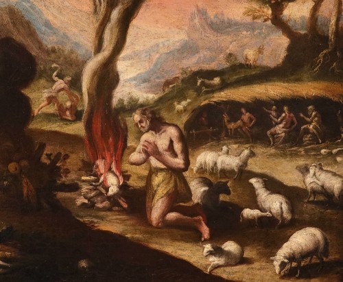 XVIIe siècle - Adam et Ève après le péché / Les sacrifices de Caïn et d'Abel  , Italie 17e siècle