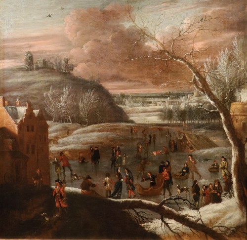  Paysage hivernal, école flamande du 18e siècle 