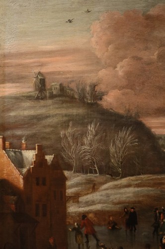  Paysage hivernal, école flamande du 18e siècle  - Antichità Castelbarco