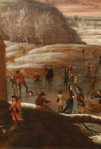 Paysage hivernal, école flamande du 18e siècle  - Louis XIV