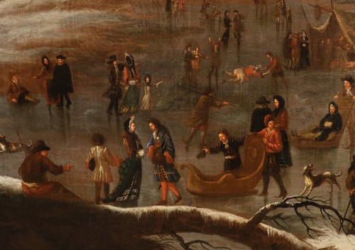 Antiquités -  Paysage hivernal, école flamande du 18e siècle 