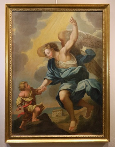 L'Ange gardien (L'archange Raphaël indiquant le chemin à Tobie)   - Tableaux et dessins Style Louis XIV