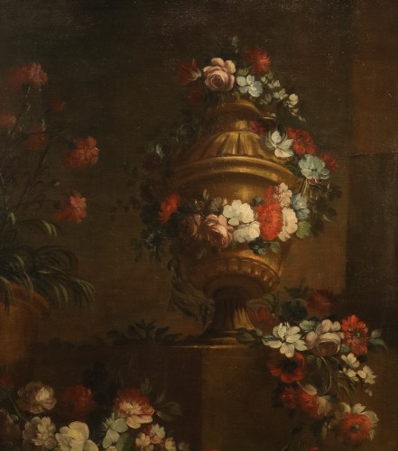Tableaux et dessins Tableaux XVIIIe siècle - Pietro Francesco Gambone (1682 - 1737), Composition florale avec vase