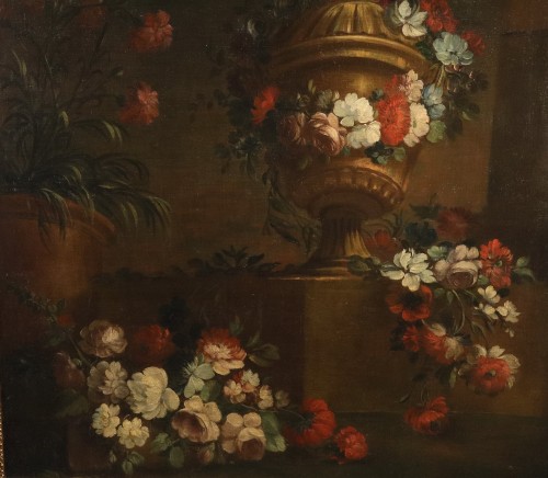 Antiquités - Pietro Francesco Gambone (1682 - 1737), Composition florale avec vase