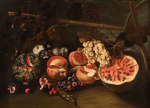 Nature morte aux fruits, École romaine de la seconde moitié du XVIIe siècle 