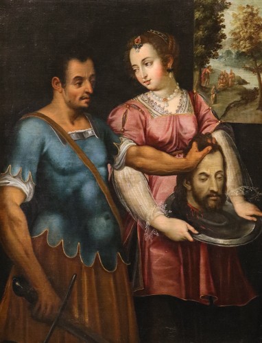 Bernardino Campi (Crémone, 1522 - 1591), Salomé avec la tête de Jean-Baptiste - Tableaux et dessins Style 