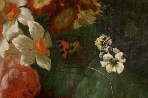 Vase Of Flowers With Butterflies In A Niche, Flemish school of the 18th century - Louis XV