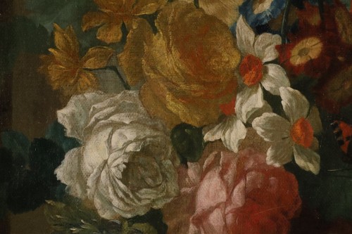 Louis XV - Vase Of Flowers With Butterflies In A Niche, Flemish school of the 18th century
