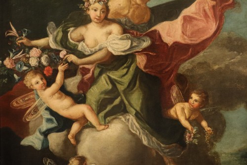 XVIIIe siècle - Le Triomphe de Flore et de Zéphyr - École italienne du XVIIIe siècle