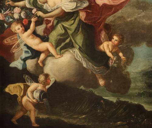 Antiquités - Le Triomphe de Flore et de Zéphyr - École italienne du XVIIIe siècle