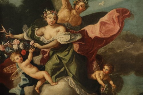 Antiquités - Le Triomphe de Flore et de Zéphyr - École italienne du XVIIIe siècle