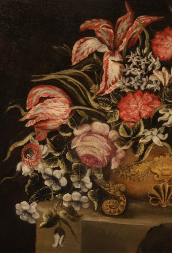 Maître des vases à grotesques (Rome XVIIe siècle), Composition florale - Antichità Castelbarco