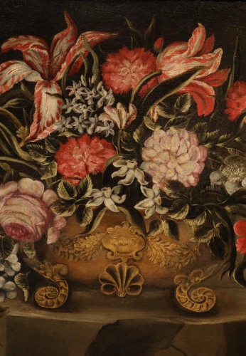 XVIIe siècle - Maître des vases à grotesques (Rome XVIIe siècle), Composition florale