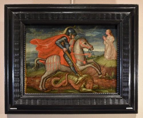 St. George And The Dragon, French school of the 15th cenetury - Paintings & Drawings Style Middle age